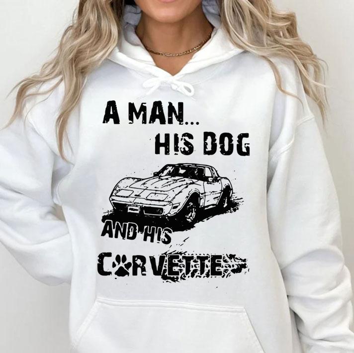 A Man His Dog And His Corvette Car Footprint t-shirt hoodie