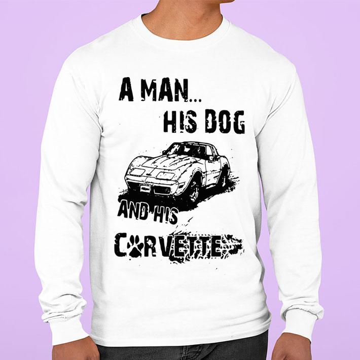 A Man His Dog And His Corvette Car Footprint t-shirt sweatshirt