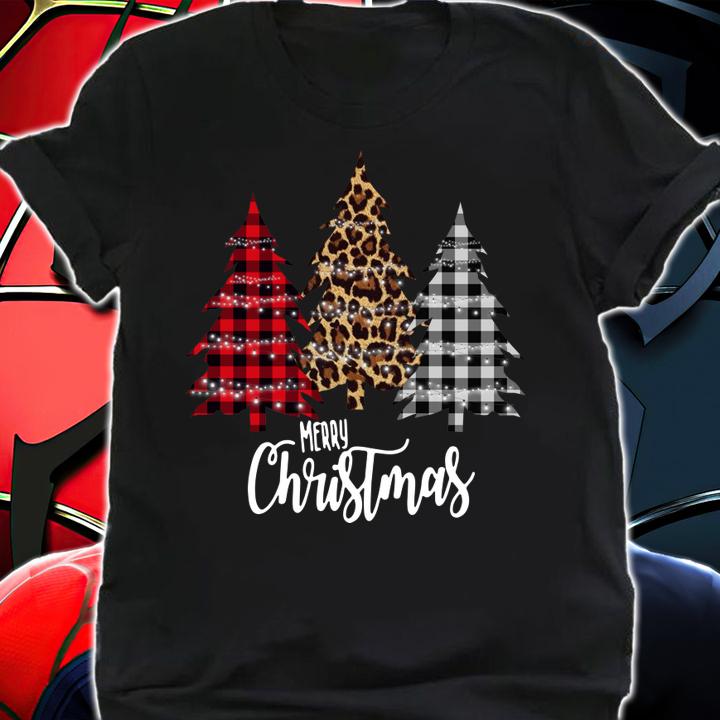 Beautiful Leopard and Buffalo Plaid Vintage Country Christmas Tree t-shirt shirt
