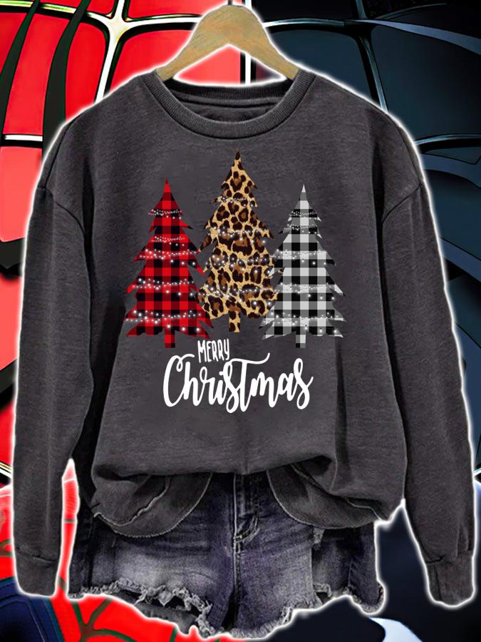Beautiful Leopard and Buffalo Plaid Vintage Country Christmas Tree t-shirt sweatshirt