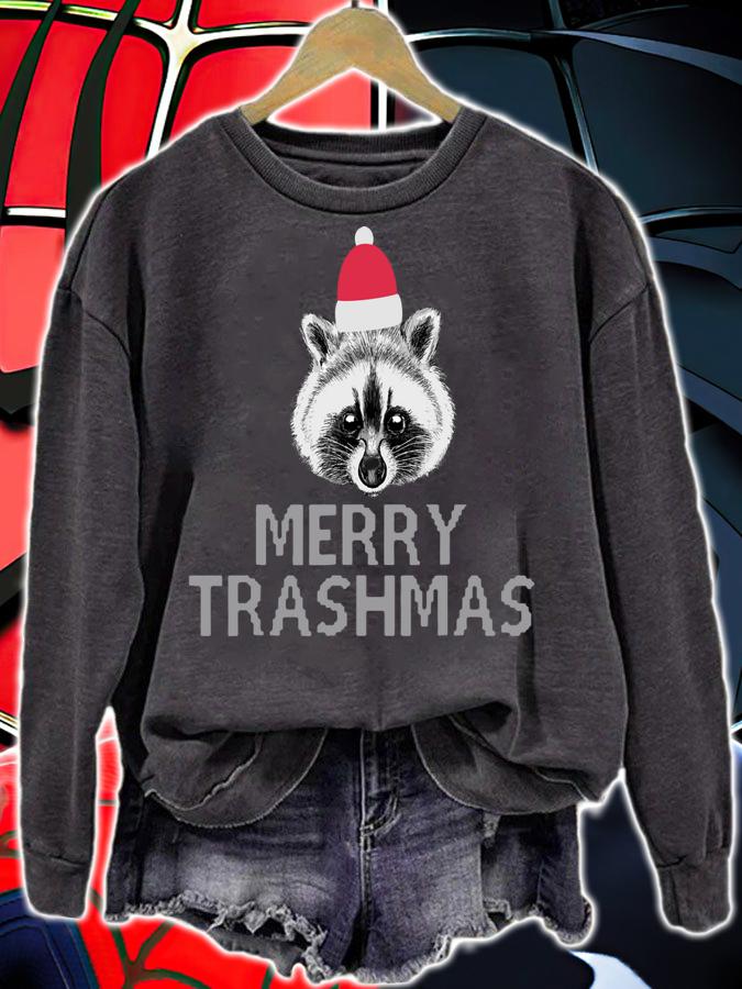 Merry Trashmas Christmas Santa Hat Raccoon t-shirt sweatshirt