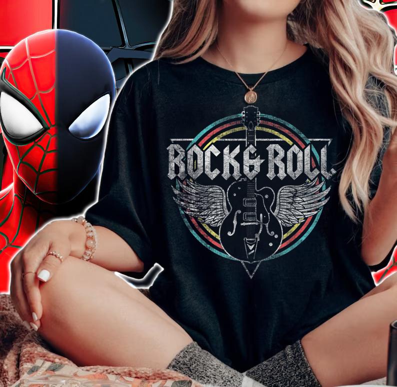 Rock & Roll Guitar Wings Music t-shirt woman shirt