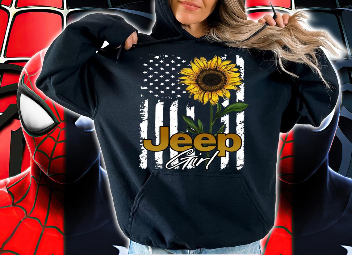 Jeep Sunflower Girl American flag t-shirt hoodie