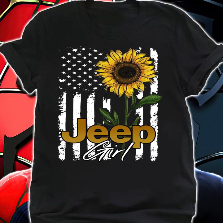 Jeep Sunflower Girl American flag t-shirt shirt