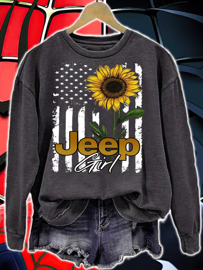 Jeep Sunflower Girl American flag t-shirt sweatshirt