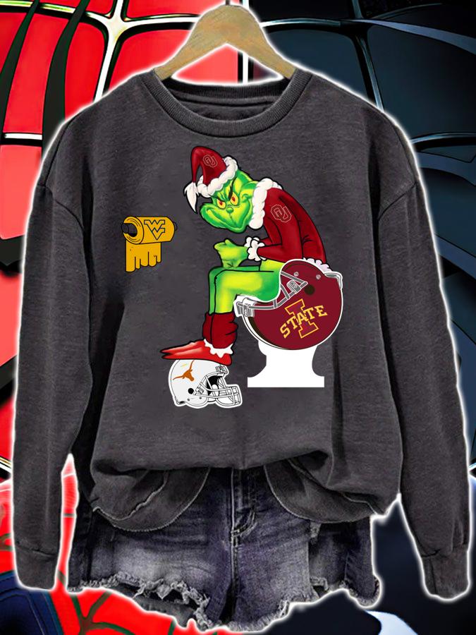 Oklahoma Sooners Grinch Santa Toilet Paper Christmas t-shirt sweatshirt