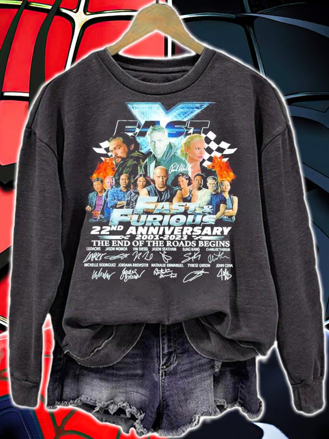 Fast And Furious 22nd Anniversary 2001-2023 Signatures The End Of The Roads Begins Shirt t-shirt sweatshirt