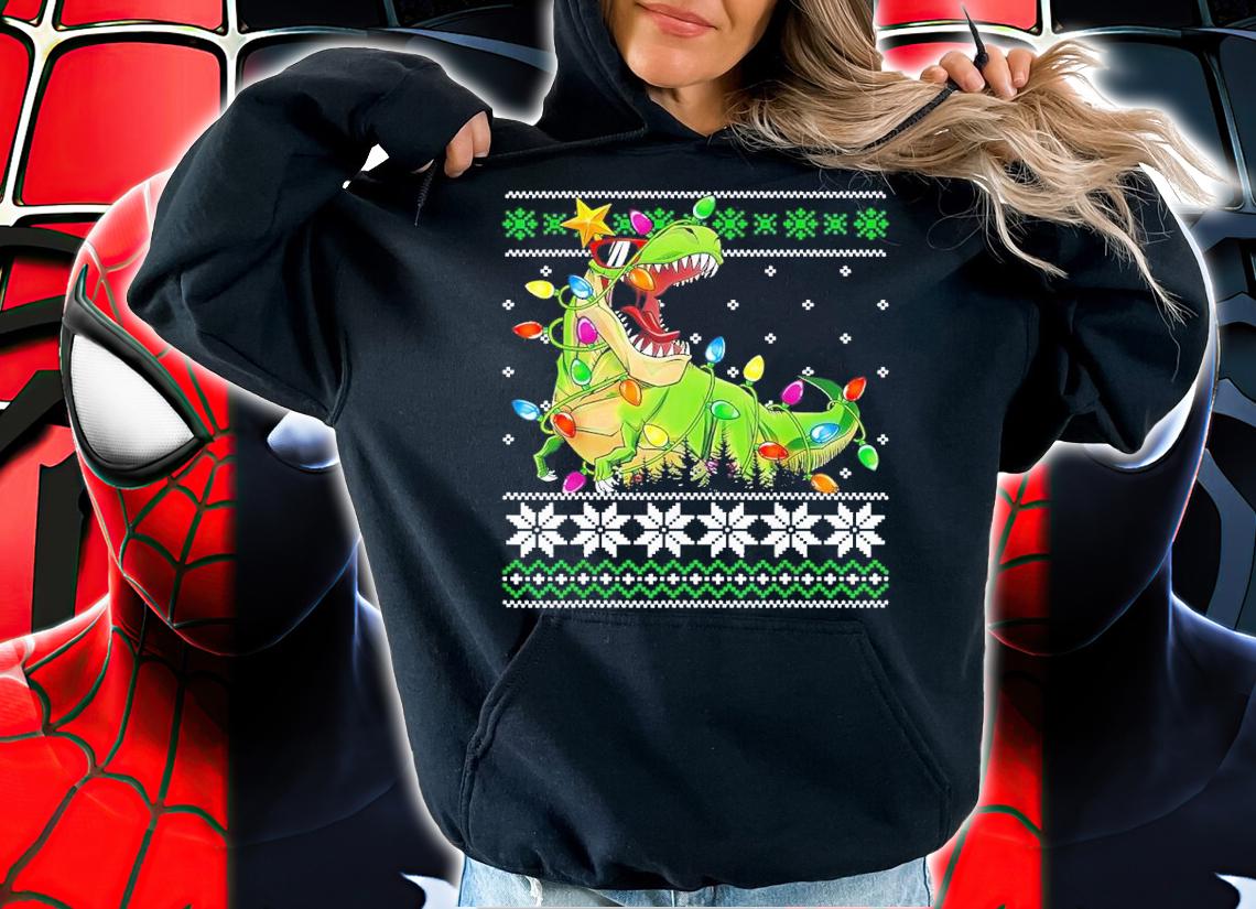 Funny Christmas Ugly Sweater Boys Men Kids Tree Rex shirt t-shirt hoodie