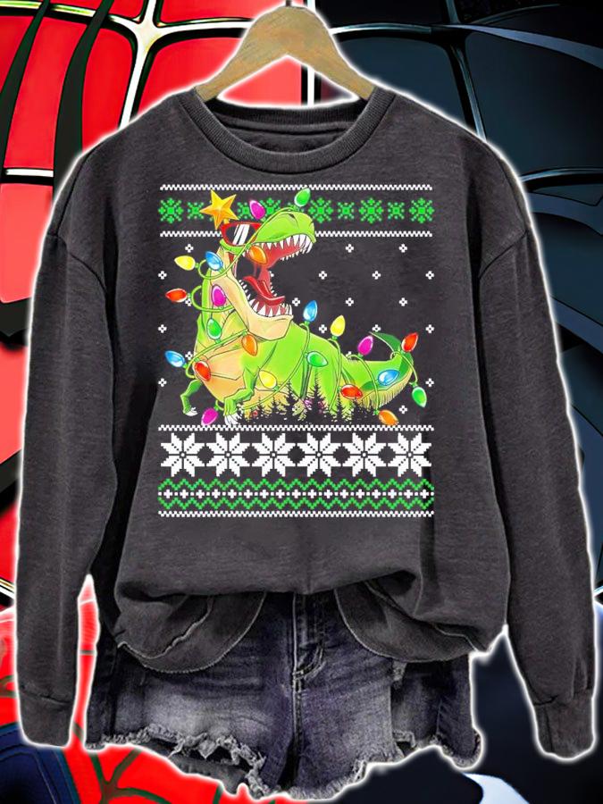 Funny Christmas Ugly Sweater Boys Men Kids Tree Rex shirt t-shirt sweatshirt