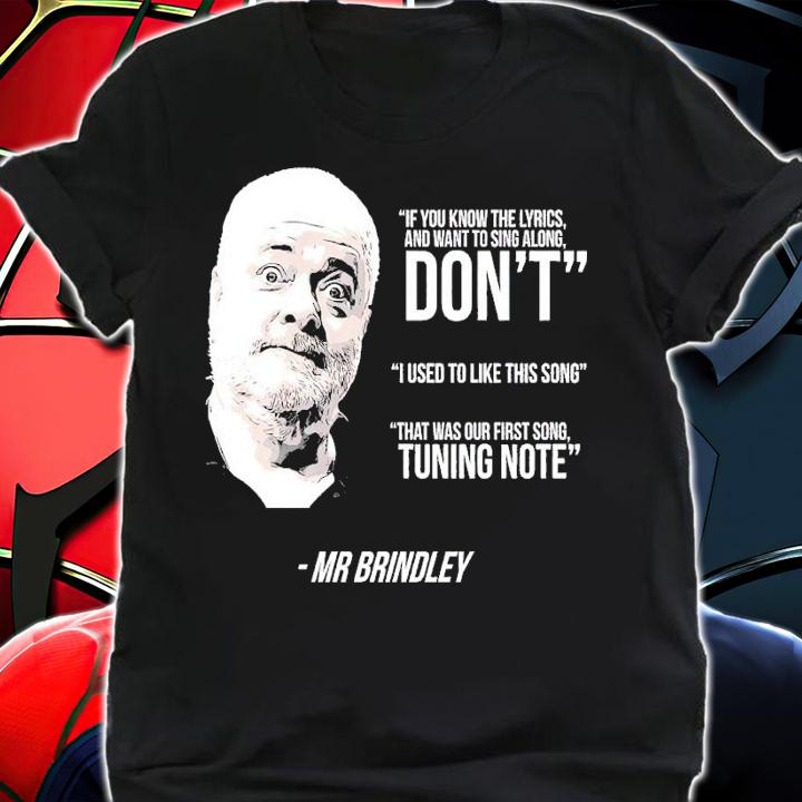 If you know the lyrics and want to sing along don't I used to like this song Mr Brindley shirt t-shirt shirt