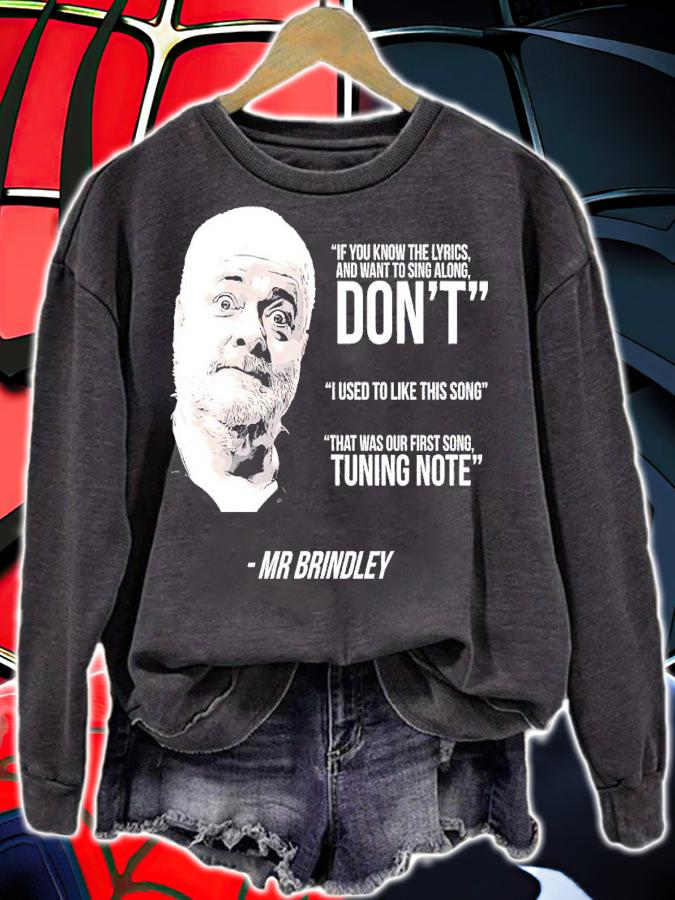 If you know the lyrics and want to sing along don't I used to like this song Mr Brindley shirt t-shirt sweatshirt