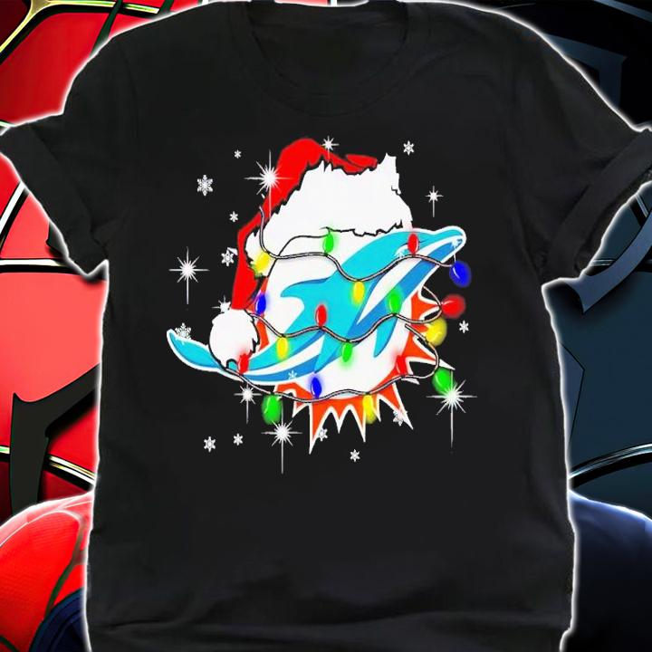 Miami Dolphins Santa hat Christmas shirt t-shirt shirt
