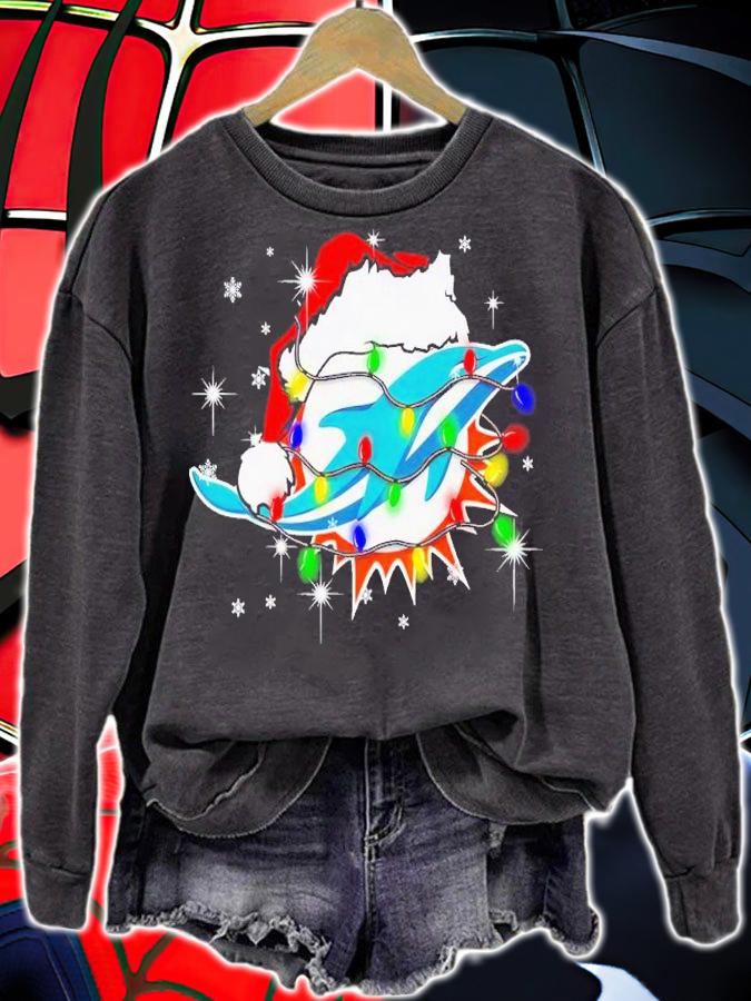 Miami Dolphins Santa hat Christmas shirt t-shirt sweatshirt