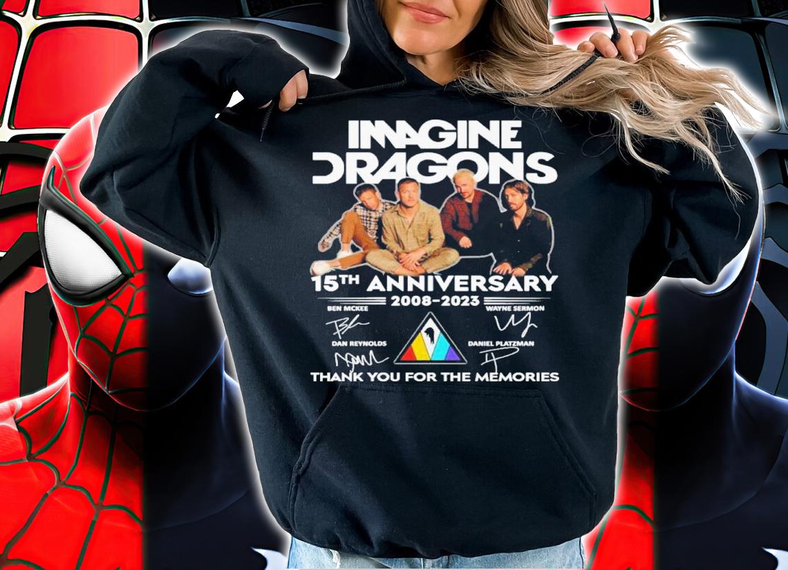 Imagine Dragons 15th Anniversary 2008-2023 Signatures Thank You For The Memories Shirt t-shirt hoodie