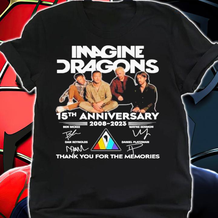 Imagine Dragons 15th Anniversary 2008-2023 Signatures Thank You For The Memories Shirt t-shirt shirt