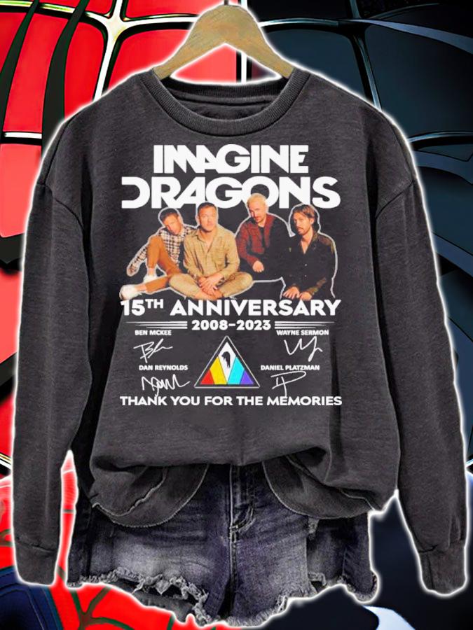 Imagine Dragons 15th Anniversary 2008-2023 Signatures Thank You For The Memories Shirt t-shirt sweatshirt