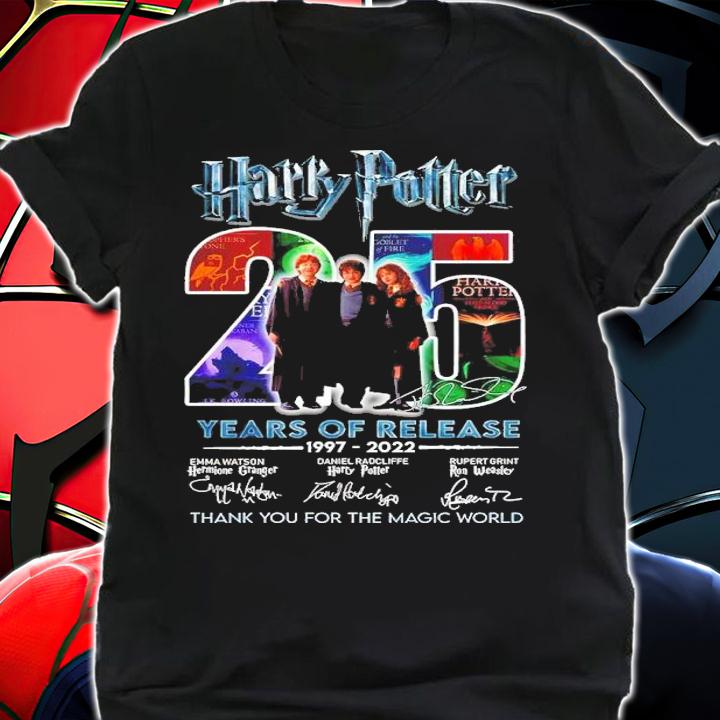 Harry Potter 25 Years Of Release 1997-2022 Signatures Thank You For The Magic World Shirt