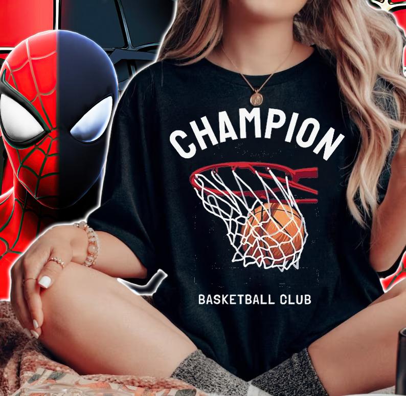 Champion League slogan with Basketball club T-shirt woman shirt