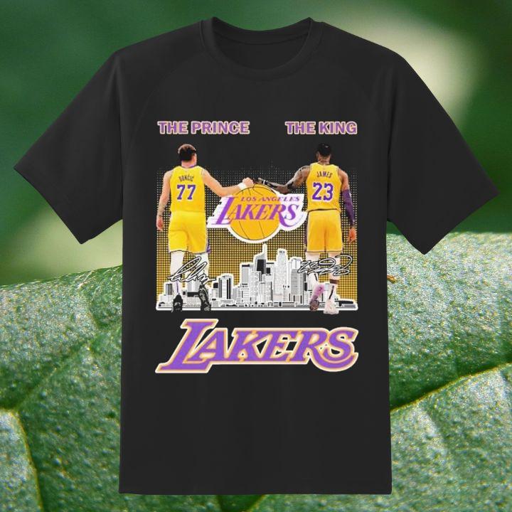 Luka Doncic LeBron James The Prince The King Lakers Signed Shirt