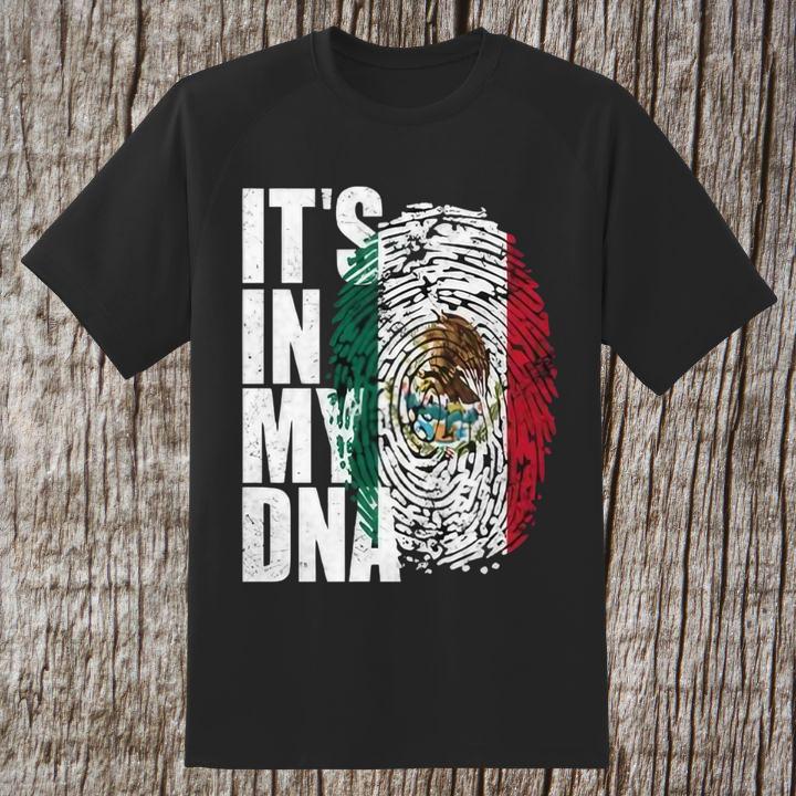 Its In Dna Mexican Flag Fingerprint T-Shirt