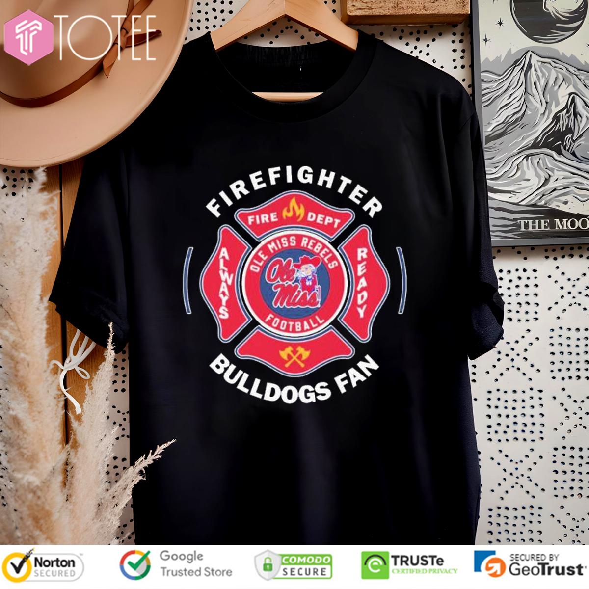 Fire Dept Ole Miss Rebels Logo Football Firefighter T-Shirt