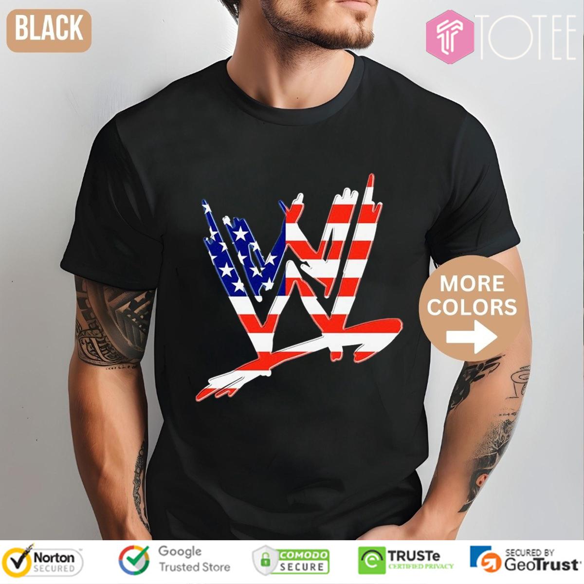 WWE Logo American Flag Patriotic Wrestling T-Shirt