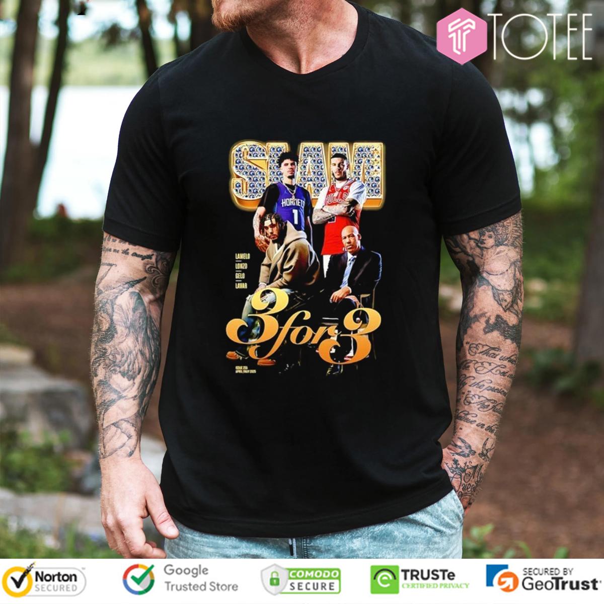 Slam 3 For 3 Lamelo Lonzo Charlotte Hornets Gelo Lavar Greensboro Swarm T-Shirt