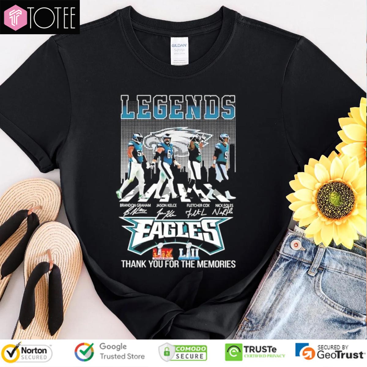 Philadelphia Eagles Legends Abbey Road Foles Cox Kelce Graham Signed Shirt