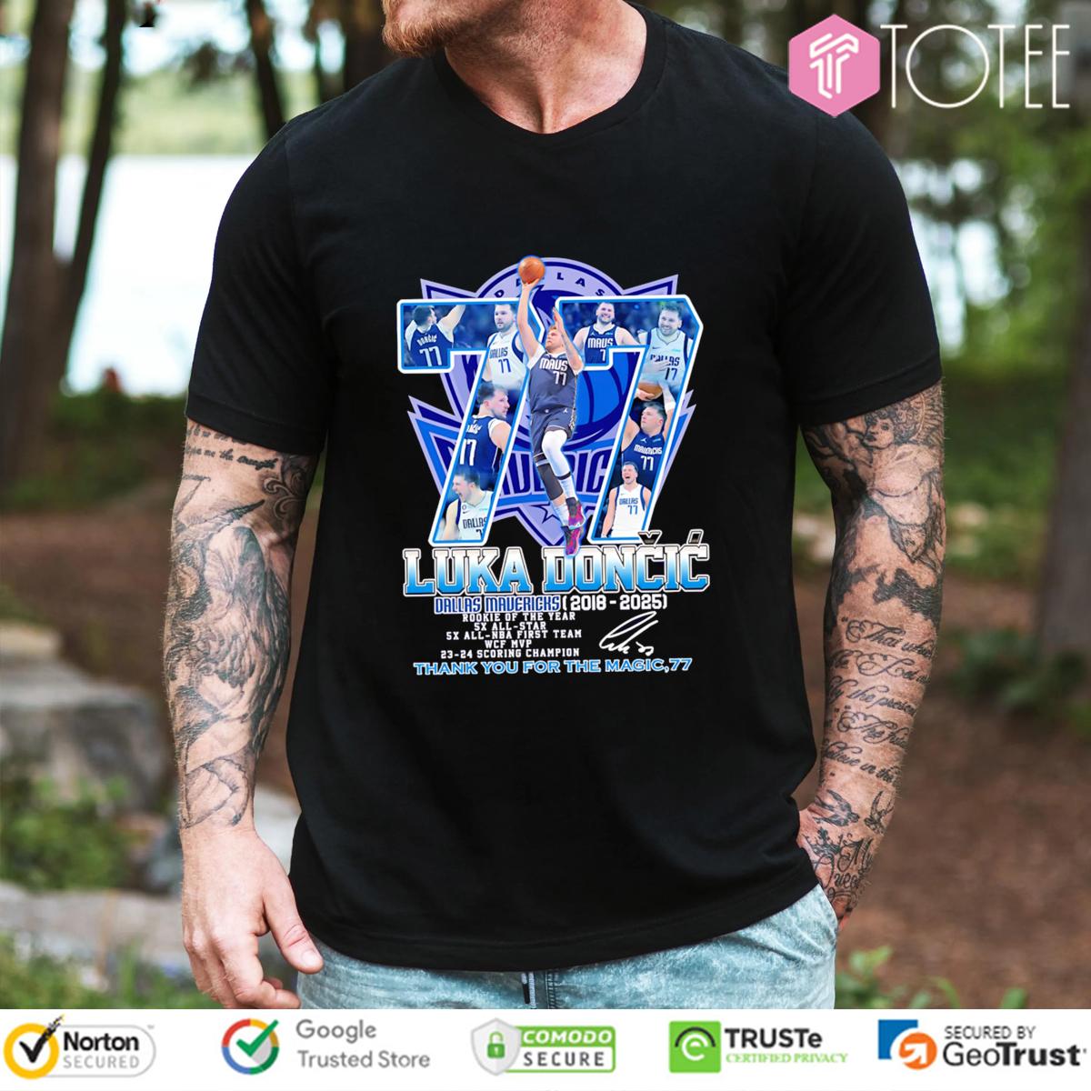 Luka Doncic Dallas Mavericks 7 Years 2018 2025 Signature t-shirt
