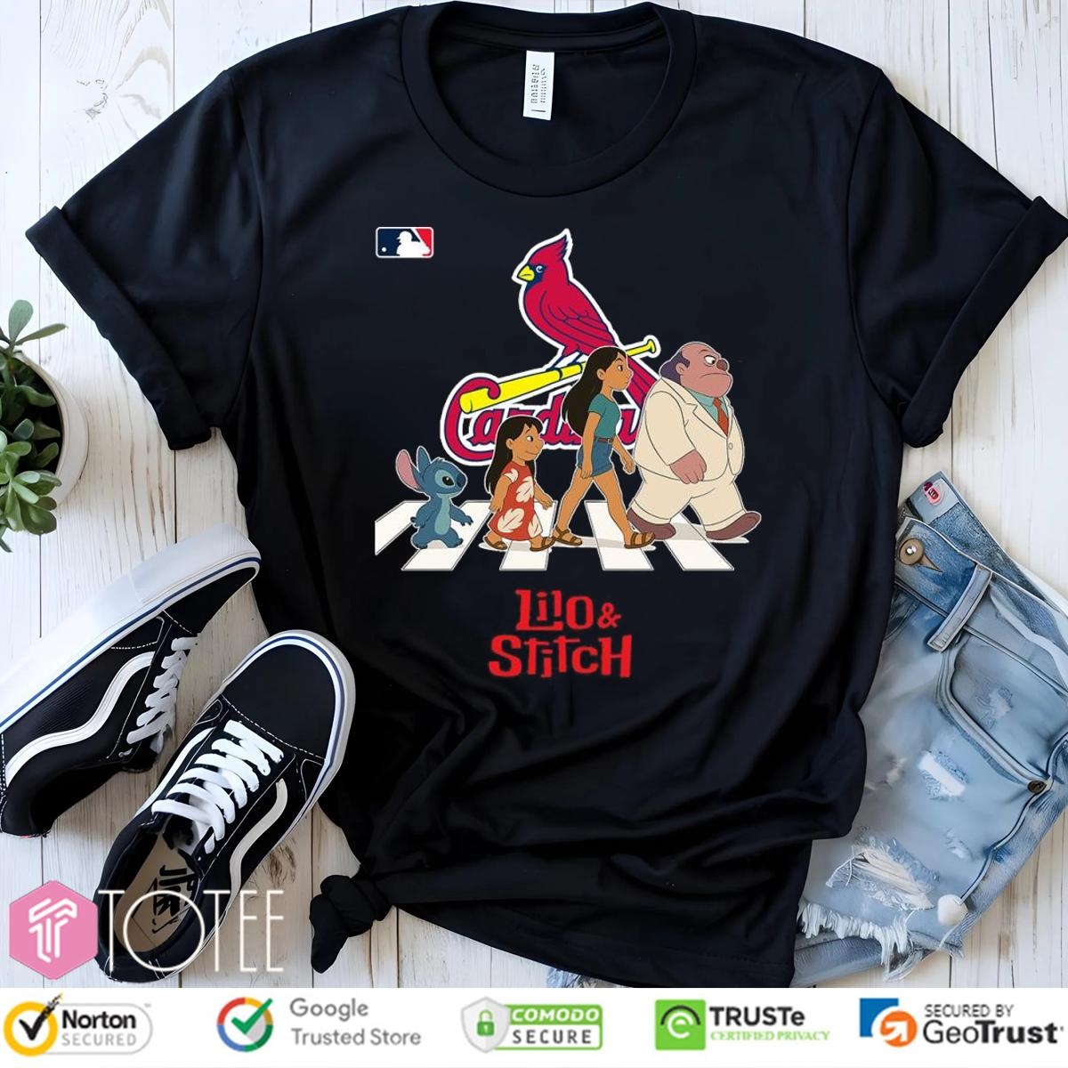 Lilo And Stitch Abbey Road St. Louis Cardinals Baseball T-shirt