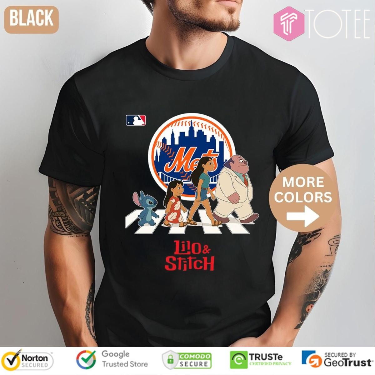 Lilo And Stitch Abbey Road New York Mets Baseball T-shirt